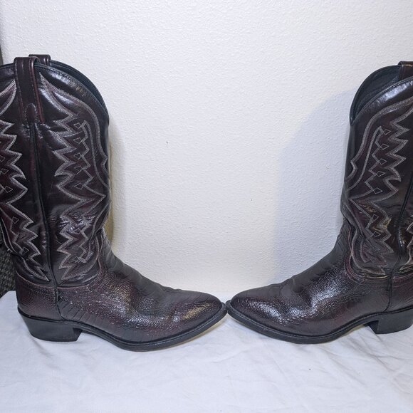 J Chisholm Great Condition Vintage Men's 8.5D Black Cherry Ostrich Leg Hide - Picture 6 of 13